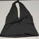 WDIRARA Women's Ruched Ring Halter Tops Open Back Sleeveless Night Out Fitted Tank Top (Black, L)