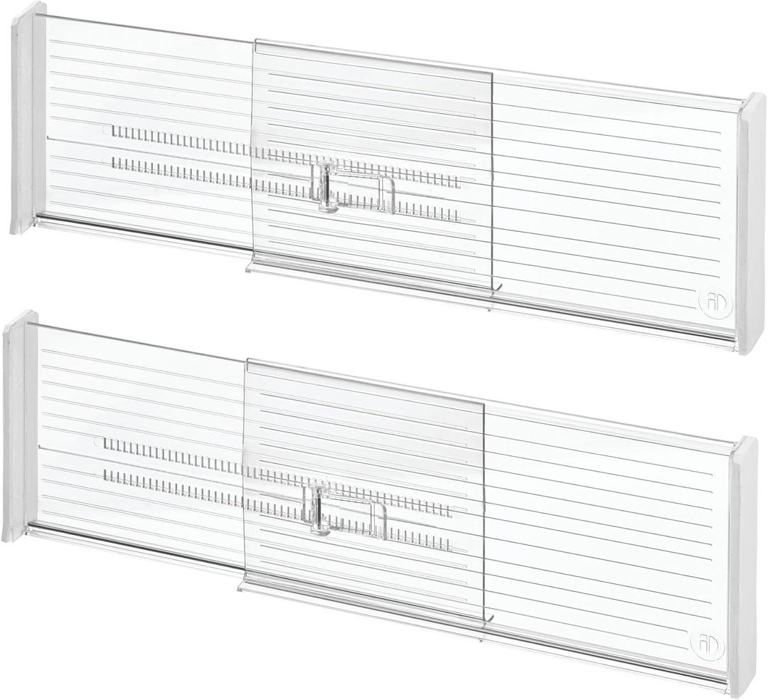 iDesign Recycled Plastic Adjustable Drawer Dividers- Set of 2 - Clear
