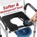 Heavy Duty Bedside Commode Chair with Adjustable Height, Raised Toilet Seat with Arms Handles and Back Support for Elderly, Portable Bedside Toilet with Bucket (Width 19.69")