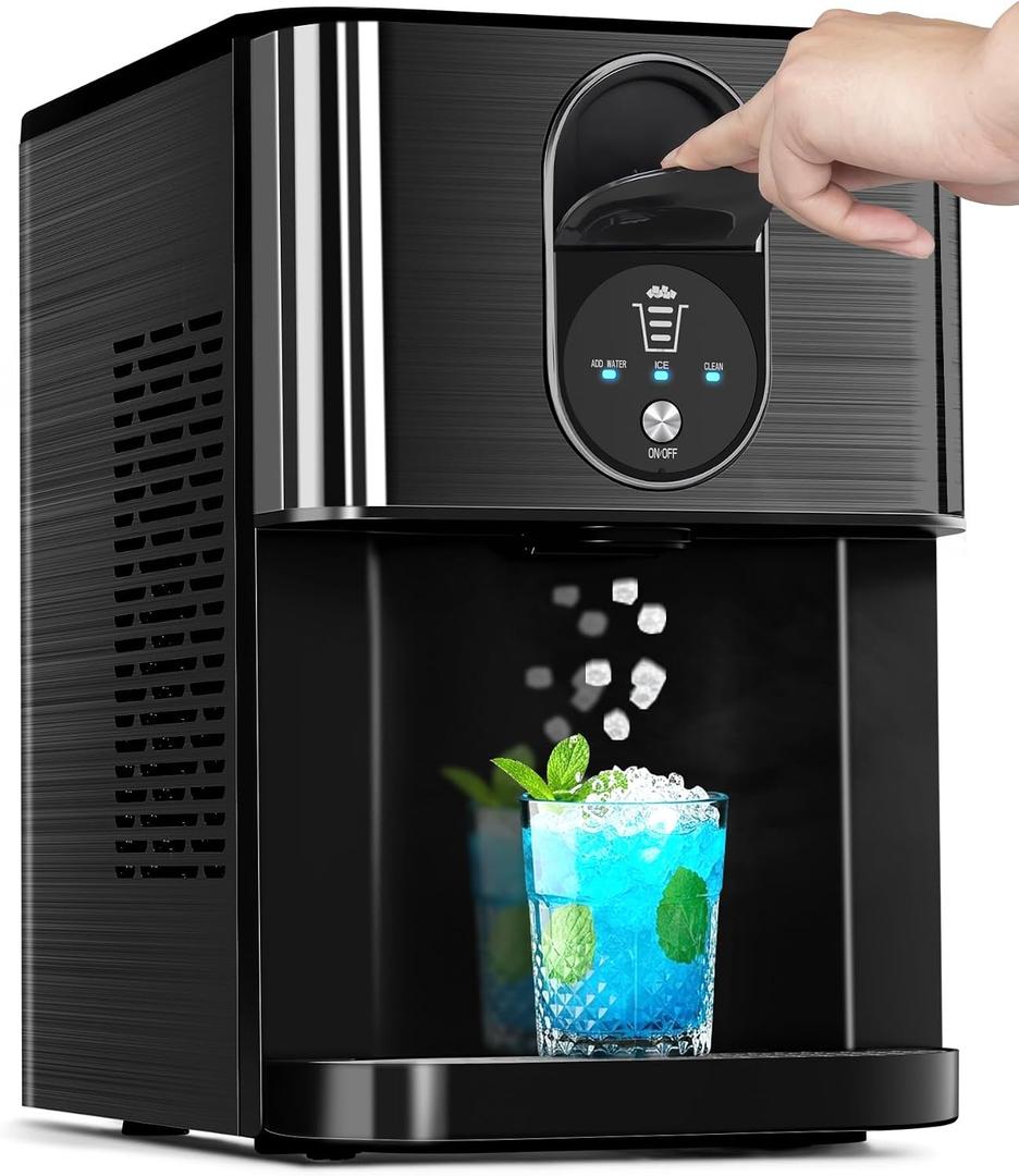 Countertop Nugget Ice Maker, 44lbs/24H Nugget Ice Machine Countertop, Chewable Pellet Ice Maker Machine with Ice Dispenser, 2.4L Water Reservoir, Self-Cleaning, Ideal for Kitchen/Bar/Office, D-Black
