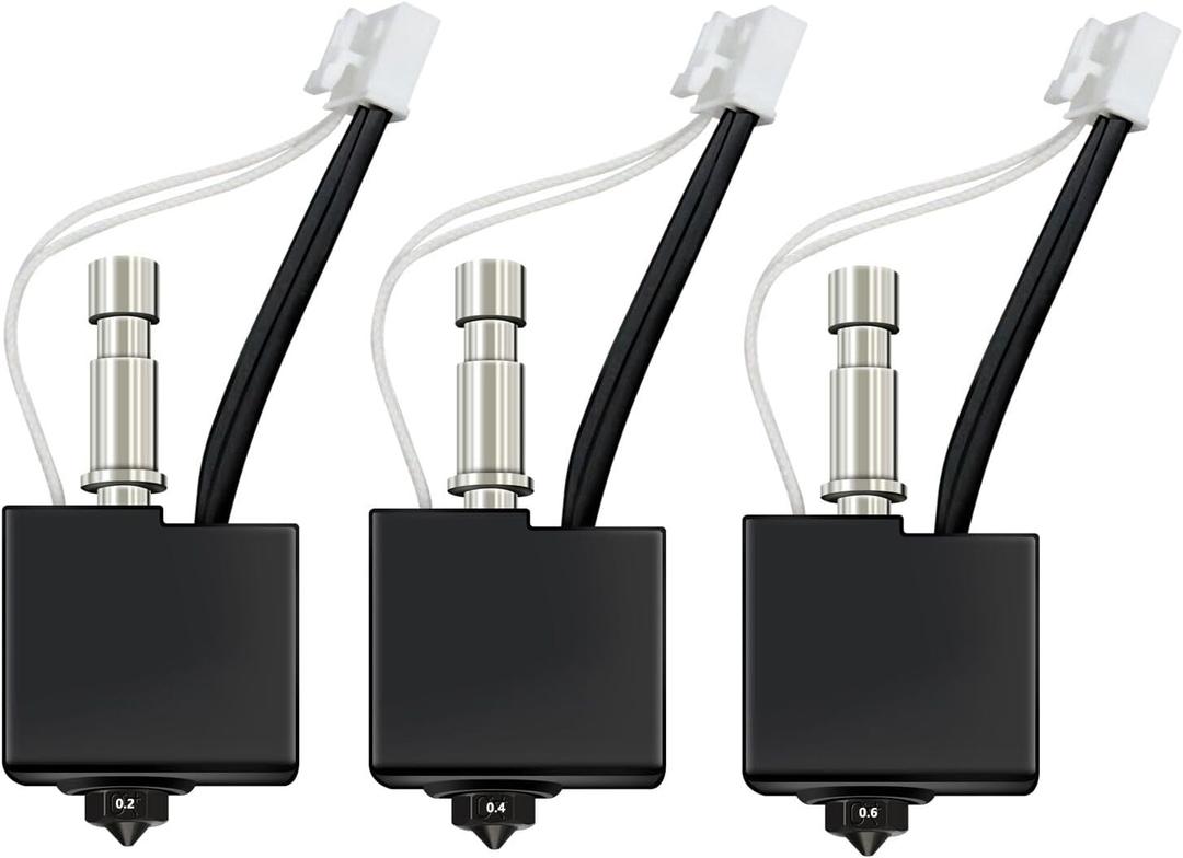 3 Packs Hardened Steel Extruder Hotend kit for Anycubic Kobra S1/Combo/ACE Pro 0.2MM 0.4MM 0.6MM Print Head Hot End Heater Block Heating Rod Thermistor Nozzle for Anycubic Kobra S1 3D Printer