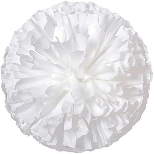 2 Pack pom poms Cheerleading with Baton Handle Plastic Cheer Poms Cheerleading Pompoms for Sports Party Dance Team Accessories Cheering Squad Spirit (A-White)