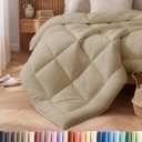 King Size, Beige Alternative Down Comforter - Warm, Lightweight & Breathable Hotel Quality Bedding Set for Men, Women, Kids and Teens - All Season Oversized Cooling Microfiber Duvet Insert Comforter