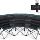 FUNDANGO Extra Wide 3 Person Camping Chair for Adults with Cooler, 1000 LBS Heavy Duty Oversized Camp Couch, Padded Folding Seat with Cup Holders for Outdoor, Sports & Lawn