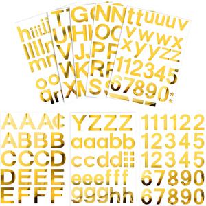 Outus 8 Sheets Vinyl Letter Stickers 2 Inch Gold Self Adhesive Mailbox Numbers Alphabet Stickers Stick on Waterproof Numbers for Scrapbook Bulletin Board Window Door Address Business