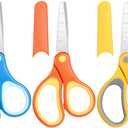 Honoson 3 Pieces Kids Scissors Blunt Tip 6" Small Stainless Safety Scissors with Cover for Toddler Preschool Age 4-7 8 9 Children Teacher School Craft Christian Supplies