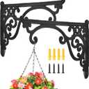 Heavy Duty Metal Plant Hanger Wall Mounted - 2 Pack Rustproof Plant Hooks for Hanging Plants, Flower Pots, Bird Feeders, Lanterns, Wind Chimes, Indoor Outdoor Decorative Plant Bracket