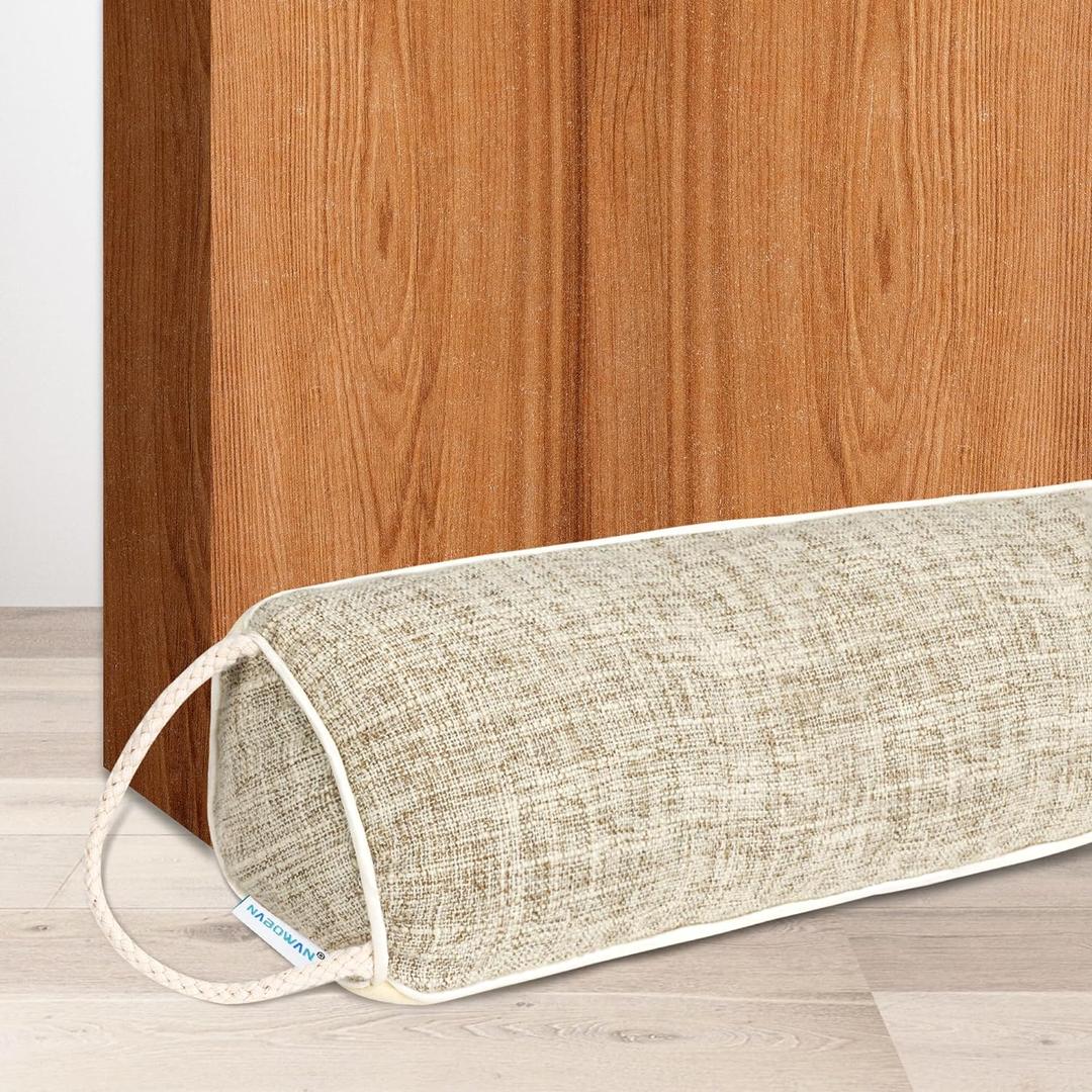 NABOWAN 30" Weighted Under Door Draft Stopper -Triangular Door Draft Blocker with Hook Loops for Easy Install, Save Energy, Home Room Essentials (Beige)