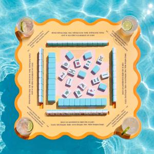 Floating Mahjong Table for Pool, Double Sided Floating Game Table with Cup Holders, for Mahjong Poker Card Games, Floating Mahjong Board for Hot Tub Lake Beach, Adults Summer Party (Orange)