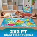 QUOKKA Giant Floor Puzzle for Kids Ages 4-6  2x3 Feet Extra-Thick 48 Pieces Toddler Puzzle Ages 3-5  World Map Educational Activity for Boys Girls  Premium Box with Sturdy Handle & Magnetic Closure