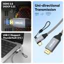 2 x 90 Dergee USB C to HDMI Cable 4K@60Hz High-Speed Type C to HDMI 2.0 Braided Cord,Thunderbolt 3/4 Compatible with iPhone 16/15 Pro/Max, MacBook, iMac, iPad Pro, Galaxy Surface,Dell, HP