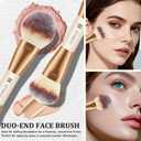 HEYMKGO Makeup Brushes Set, 6Pcs Double-ended Foundation Contour Concealer Powder Eyeshadow Brush for Liquid, Cream, Powder for Blending Buffing Professional Face Brush Set Tools(Apricot)