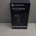 AMZCHEF Coffee Grinder, Burr Coffee Bean Grinder for Home Use with 48 Precise Grind Settings, Detachable Funnel Stand for Espresso, LED Control Panel, Anti-static Design, silver