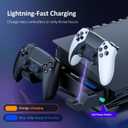 NexiGo PS5 Horizontal Stand with Charging Station for PS5 and Edge Controllers, Silent Cooling Fan with Adjustable Speed, [Auto Power On/Off], Compatible with PS5 Disc & Digital Editions, Black