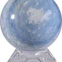 Sportmusies Natural Blue Celestite Stone Sphere with Acrylic Stand, Polished Crystal Ball Decoration for Home & Office (2.36 - 2.76 inches)