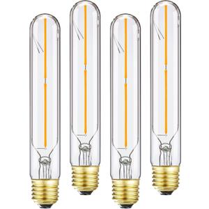 Tubular E26 LED Bulb 4W Equal 40 Watt Warm White 2700K E26 Edison AC120V 400lm Tube T9 T10 LED Light Bulb for Rustic Pendant,Chandeliers,Wall sconces 4Pack (4w=40w 2700k Warm White)