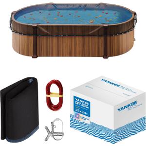 Yankee Pool Leaf Net Cover for Oval Pool 12x24 Ft.- Heavy-Duty 0.15” Above-Ground Leaf Net | Swimming Pool Net to Protect from Leaves, Debris, and Clogging