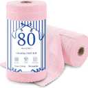 Ferdilan 80 Pack Microfiber Cleaning Cloth Roll,Lint Free Rags Paper Towels & Tear Away Reusable Towels,Washable Shop Rags,Wash Cloths Dish Rags(12" x 12") for Car Kitchen Window Garage-Pink