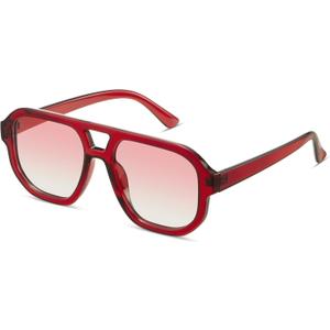 livho Trendy Polarized Square Aviator Sunglasses Women Men, Retro Sun Glasses for Women Men 2024 Shades, Medium, Burgundy/Red Gradient