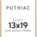 puthiac 13x19 Solid Oak Wood Picture Frame, Fits 11x17 with Mat or 13x19 Without Mat, Wall Display Only, Vertical or Horizontal, Plexi Front, 1 Pack, Natural Oak