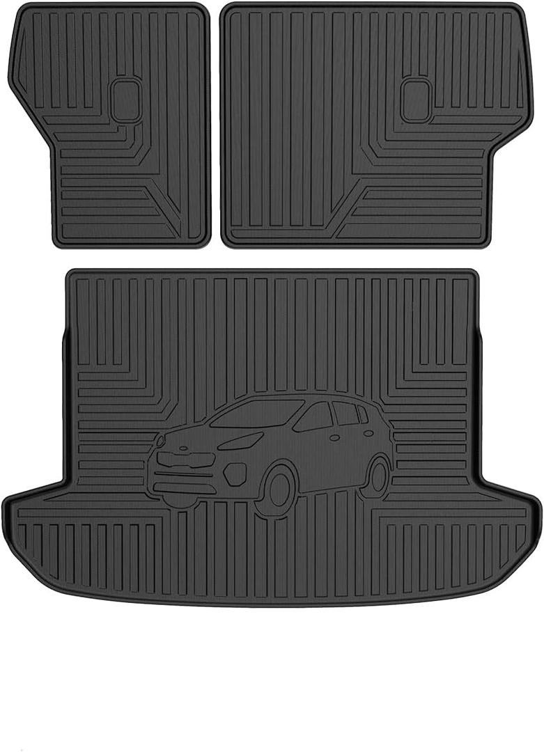 T TGBROS Cargo Mat Custom Fit for 2017-2022 Kia Sportage Accessories All Weather Cargo Liner Rear Trunk Liner Black Non-Slip Trunk Mat Backrest Mat