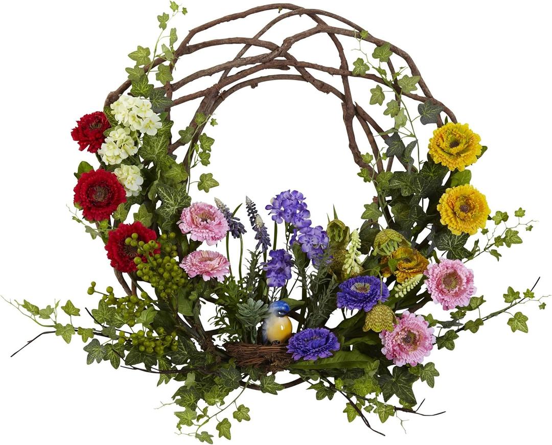 Nearly Natural 22in. Artificial Spring Floral Wreath