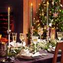 6 Pcs Black and Gold Christmas Flameless Taper Candles - 9.65 Inch Battery Operated LED Candlesticks with Flickering Flame, Elegant Xmas Table Centerpiece for Holiday Home Party Decor