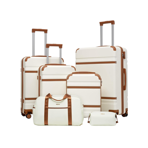 LONG VACATION Luggage Set 6 Piece Suitcase with Spinner Wheels, ABS+PC Hardshell Luggage with TSA Lock & YKK Zipper