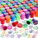 Yexiya 100 Pcs Music Party Stamps for Self Ink Favors Stampers, Colorful Reward Stamper Fillers Bulk for Card Making, Journals, DIY Crafts, Prize, Party Favors