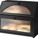 FILWH Bread Box for Kitchen Countertop Large Double Layer Corner Bread Box Farmhouse Breadbox Capacity Bread Storage Bin OrganizerBlack