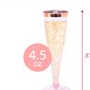 Prestee Set of 24 Plastic Champagne Flutes Disposable - Silver Glitter Pink Champagne Glasses with Rose Gold Rim, Elegant Toasting Cups for Weddings, Cocktail Parties, New Year's Celebrations