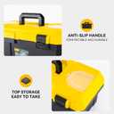 16 Inch Tool Box with Lock, 2-Layer Heavy-Duty Organizer with Removable Tray, Liftable Lid for Small Parts, 25lb Capacity & Carry Handle for Tools, Camping, Medical Supply Storage