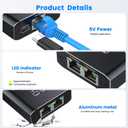 Gigabit Ethernet Splitter 1 to 2 High Speed 1000Mbps, LAN Network Splitter with USB Power Cable, Gigabit RJ45 Internet Ethernet Splitter for Cat 5/5e/6/7/8 Cable [2 Devices Networked Simultaneously]