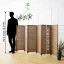 Furnnylane 6 Panel Short Room Divider Screen,Brown Freestanding Partition,Small Bamboo Panel Divider for Room Seperation,3.95 FT Tall