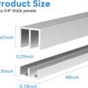 2 Sets Metal Sliding Door Track Set for 1/4" Thick Panels Glass Cabinet Door Window Sliding Track, Size 48 x 0.79 inches (Silver), 48in-2set
