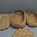 LUSYDECO Set of 2 Wicker Storage Baskets with Lid, Rattan Basket Decorative Boxes, Woven Storage Box Hyacinth Basket with Lids, Small Scalloped Edge Wicker Baskets with Lids