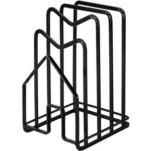Poeland Kitchen Pantry Organizer Rack for Dinnerware, Bakeware, Cookware, Cutting Boards, Pan Lids (Black)