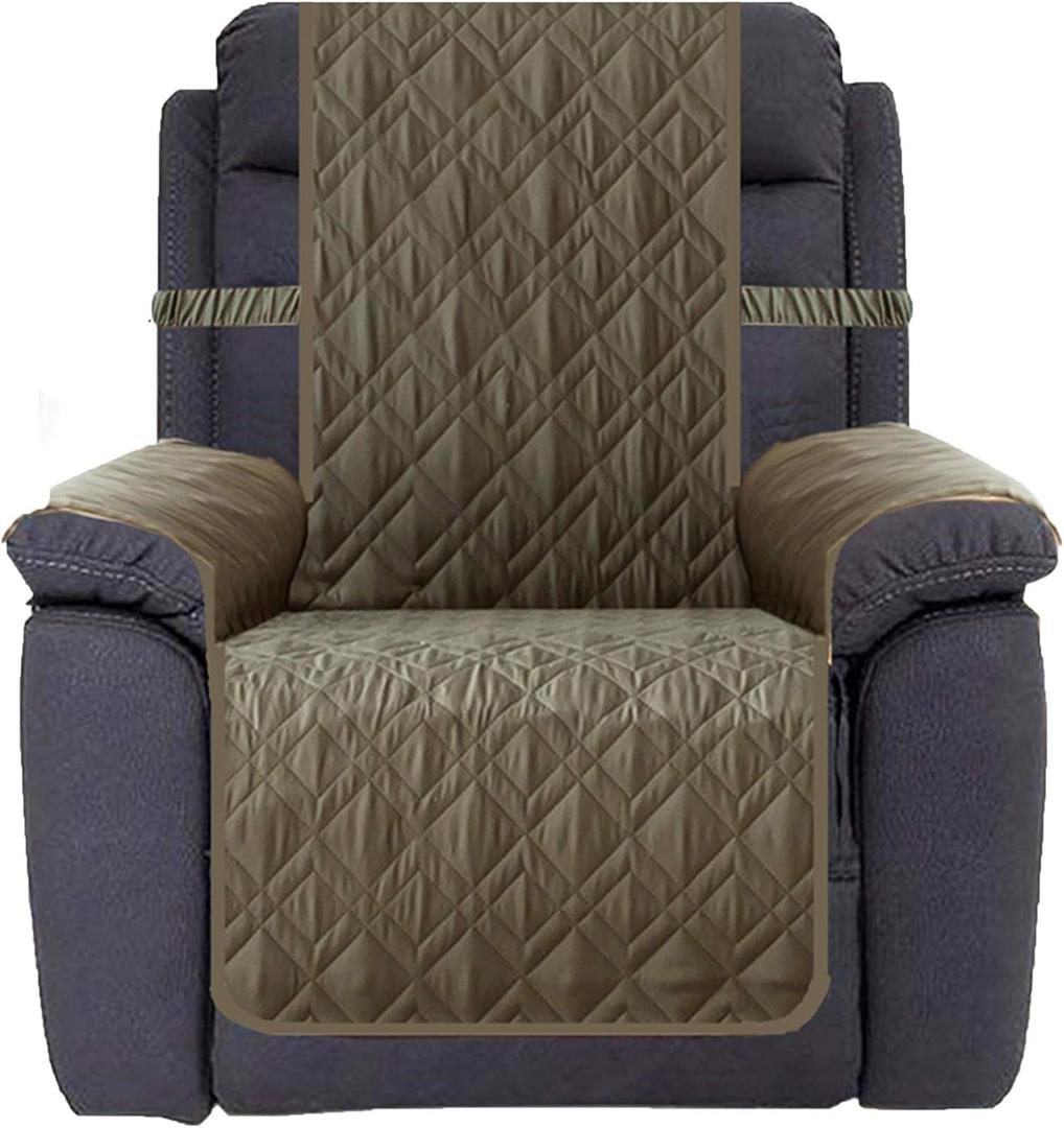 Ameritex Waterproof Nonslip Recliner Cover Stay in Place, Dog Chair Cover Furniture Protector, Ideal Recliner Slipcovers for Pets and Kids (Green, 23")