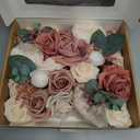 Ling's moment Fake Flowers Box, Faux Artificial Greenery Stems Foam Roses Berry Silk Peonies Eucalyptus Fabric Flower for Centerpieces Bouquet Wedding Floral Vase, Cinnamon Rose & Ivory, Grand Combo