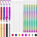Zubebe 8 Pack Metal Reusable Straw Collapsible Straws Stainless Steel Drinking Straw with Plastic Case Silicone Tip and Cleaning Brush and Keychain Long Telescopic Portable for Travel Work