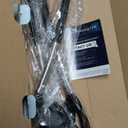 E-far Silicone Cooking Utensils Set, 7 Pcs Heat Resistant Kitchen Utensils with Stainless Steel Handle, Slotted Turner, Spoon, Soup Ladle, Pasta Server, Skimmer, Tongs for Nonstick Cookware, Black