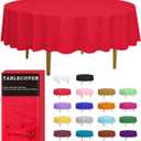 D&Z Plastic Table Cloth Disposable, 6 Pack Red Round Tablecloth Individually Wrapped for Indoor&Outdoor, 84 Inch Table Cover for Party, Picnic, Birthday, Wedding & Dinner