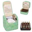 CUBETASTIC Nail Polish Organizer, Cute Nail Tech Organizers And Storage Bag Holds 45 Bottles & UV Nail Lamp, Compact Double-Layer Travel Nail Supplies Case for Nail Kit (Triangle Green, 27 Slots)