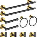 Bathroom Hardware Set 24 Inch, Black Gold Towel Bar Set Including 24" Hand Towel Bars, Toilet Paper Holders, Towel Rings, Robe Towel Hooks