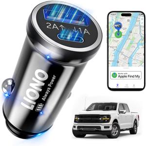 LIONO Car GPS Tracker & Charger with Built-in Rechargeable Battery, GPS Tracker for Vehicles, Hidden Car Tracker for Anti-Theft & Parking Location, for Family& Fleets, No Monthly Fee, No SIM, iOS Only (1 Pack  #)