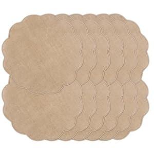 Round Burlap Placemats Set of 12 Jute Rustic Place Mats for Dining Tables Heat Resistant Natural Farmhouse Table Mats Decor for Thanksgiving (Brown lace)