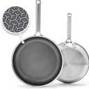 GreenPan Hybrid 9.5 & 11 Nonstick Stainless Steel Frying Pan Set, APEX Tri-Ply Thermobond PFAS-Free Ceramic Skillets, Induction & All Cooktop Compatible, Oven Temp to 850F, Dishwasher Safe, Silver (2 Piece Set)