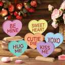 Yousoontic 6 Pcs Valentines Day Heart Wood Sign Love Heart Candy Tabletop Centerpiece Colorful Conversation Hearts Wooden Block Table Decorations for Wedding Party Office Tiered Tray Home Shelf Gift