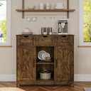 Storage Cabinet, Coffee Bar Cabinet with 2 Adjustable Shelves, 3 Drawers, and 2 Doors, for Bathroom, Kitchen, Living Room (Retro)
