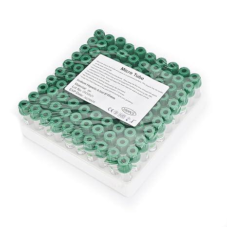 Micro Blood Collection Tubes 0.5ml Sodium Heparin Lab Collecting Tube for Lab Test Tubes Pet Animals Veterinary 100 Pcs Wrap Packaging